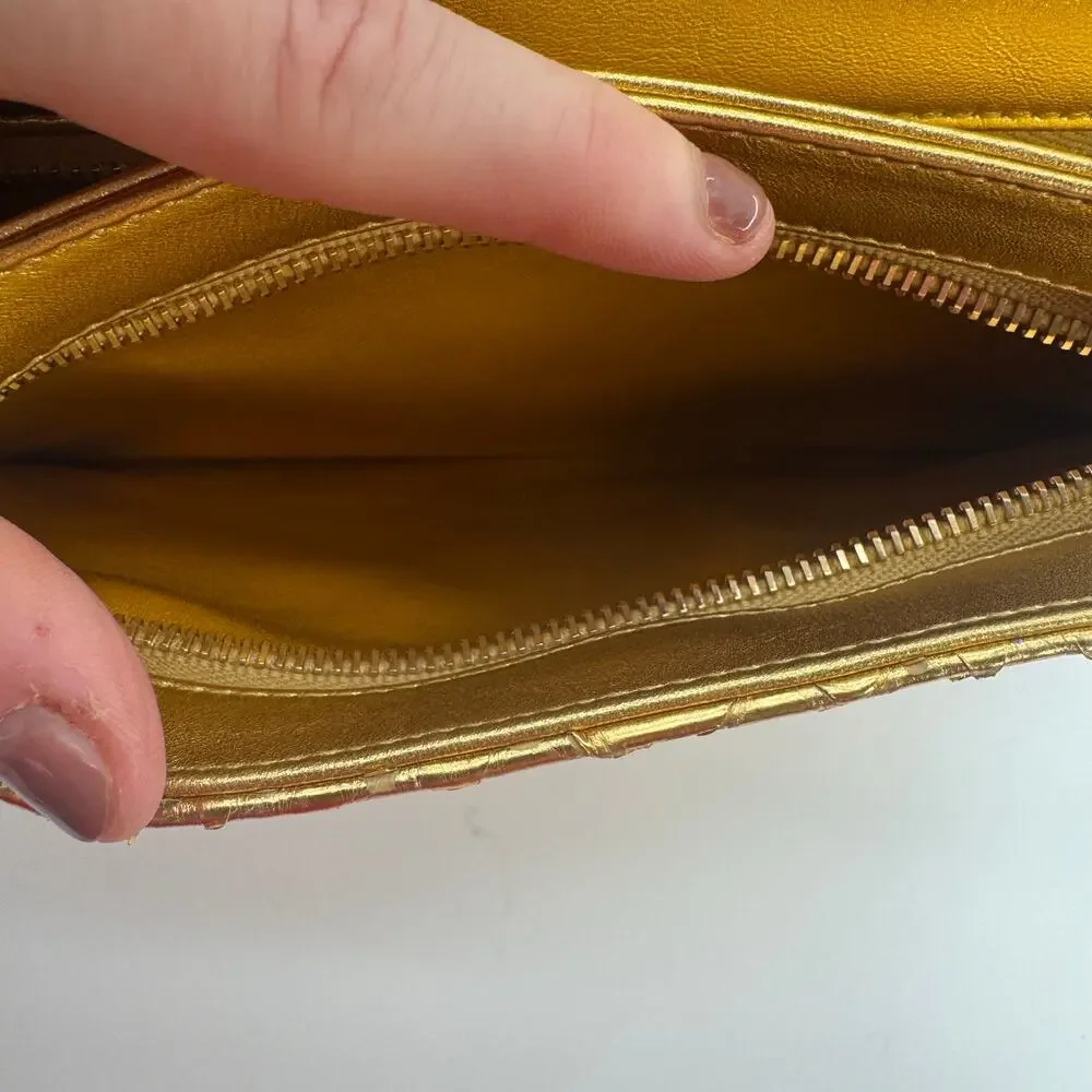 Chanel‎ Gold Metallic Python Clutch Series 19 2014 Full Set Glam